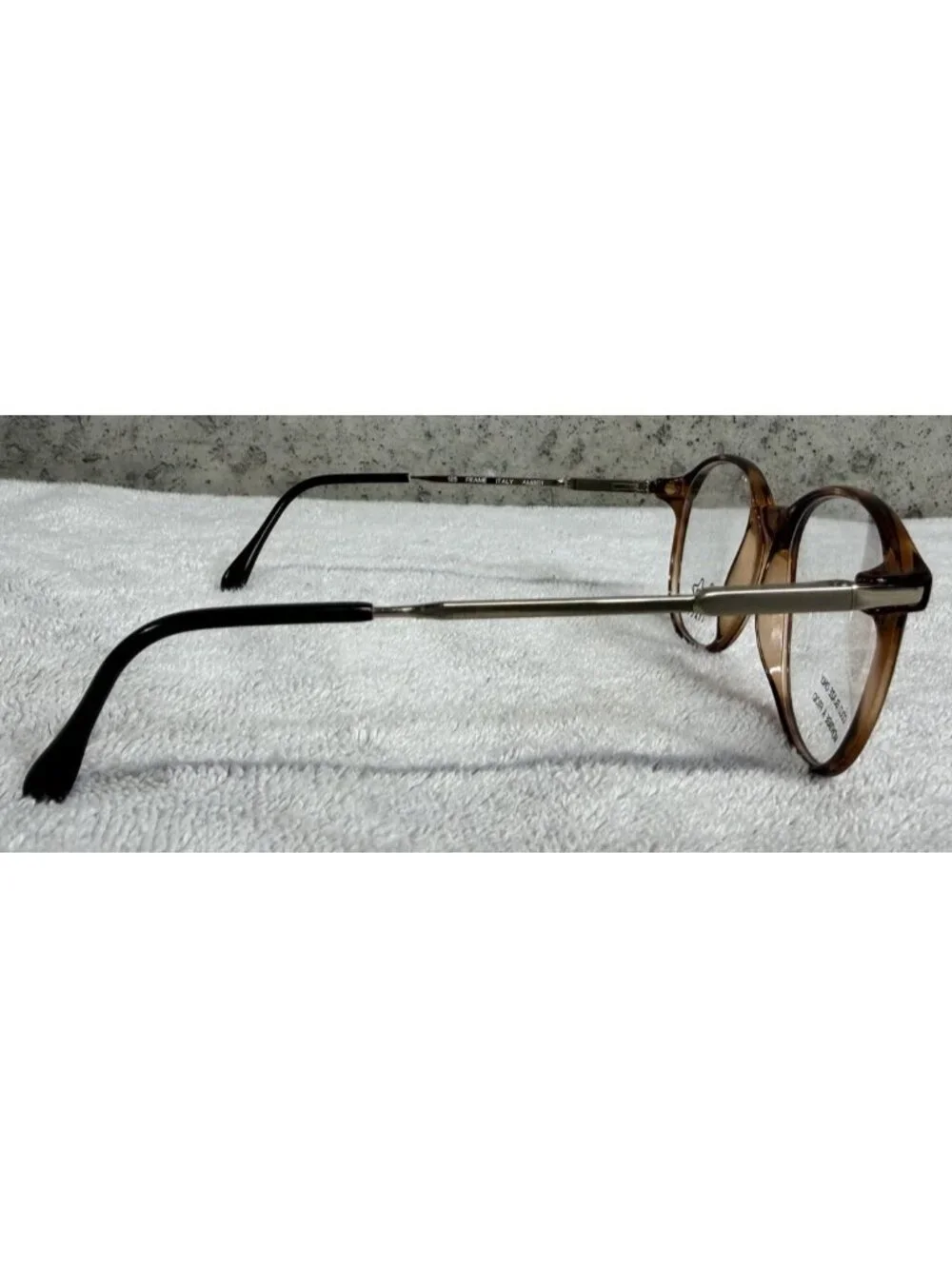 Vintage LUXOTTICA Italy 319 Oversized Round Amber Brown Eyeglasses 49-18-125